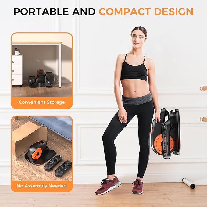 Under Desk Elliptical Machine, 2-in-1 Electric Ellipse Leg Exerciser for Seniors, Quiet & Compact Pedal Exerciser with Remote, 12 Speed Elliptical Exercise Machine for Home Office