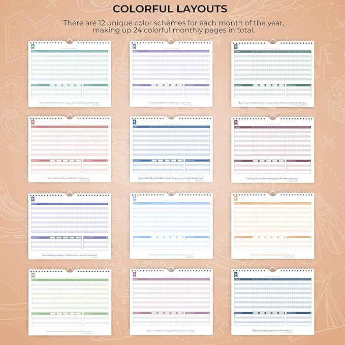 Clever Fox Habit Tracker Calendar – Inspirational Goal Tracker and Habit Calendar for Atomic Habits – Colorful Habit & Goal Planner Journal to Boost Productivity – 24 Months, 10″ x 8″ (Black)