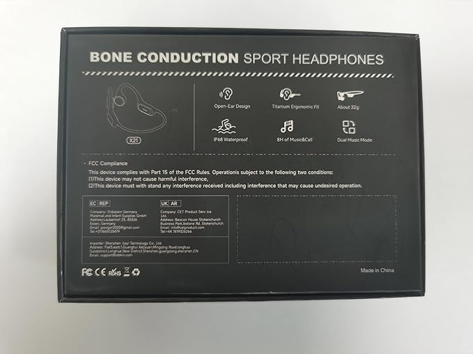 LOBKIN Swimming Headphones Bone Conduction Headphones - Bluetooth 5.4 Built-in MP3 32G Memory IP68 Waterproof Headphone for Swimming Surfing, Running, Cycling