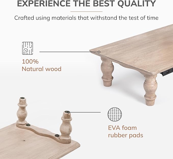 Anji Mountain Monitor Stand - Desktop Organizer & Laptop Riser, Ergonomic Monitor Riser, Space-Saving Monitor Stand for Desk, Durable Construction, Easy Assembly, Ideal for Home & Office,Biscotti