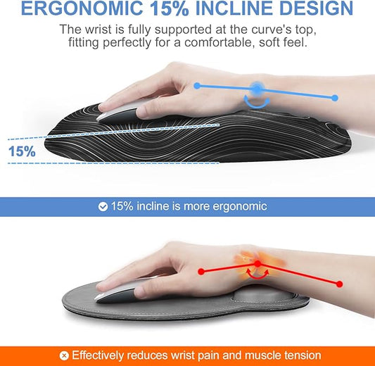 Mouse Pad with Wrist Rest, Comfortable Memory Foam Wrist Rest for Computer Keyboard, Ergonomic Mouse Pad Set for Easy Typing & Pain Relief for Office & Home Topographic