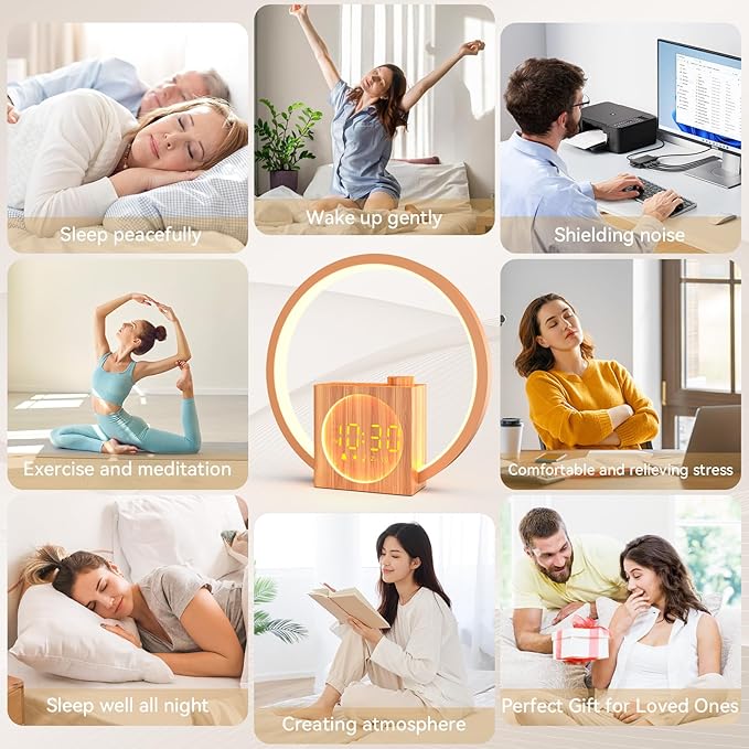 Sunrise Alarm Clock for Wake Up: White Noise Machine for Adults Sleeping, 12 Light Colors, 30 Sleep Sounds, 20 Brightness, 32 Volume - Sunrise Lamp with Touch Control for Bedrooms and Better Sleep