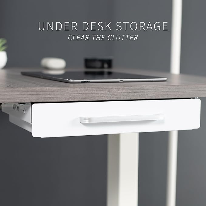 VIVO 13 inch Under Desk Slide Out Storage Organizer, Pull Handle Drawer, White, DESK-DR1H-W