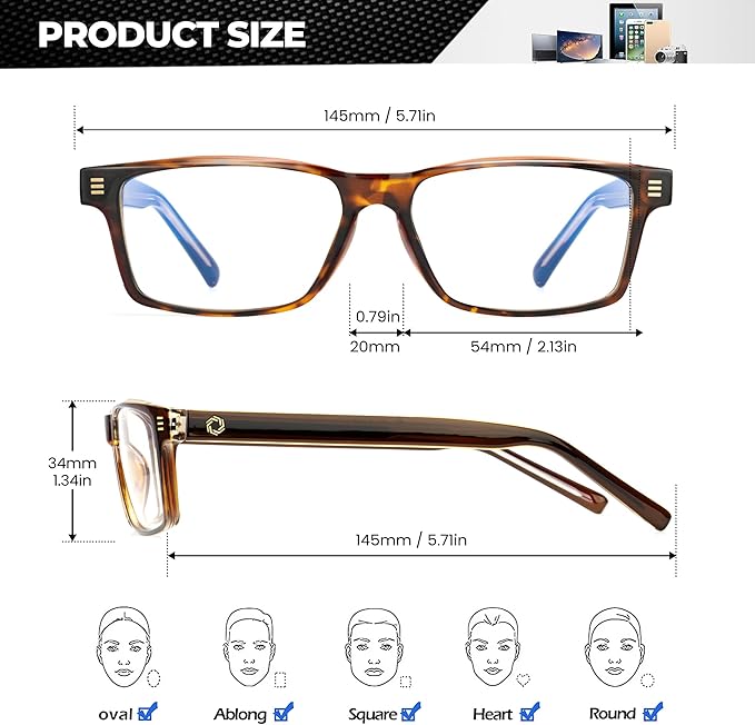 ANYLUV Blue Light Glasses Men Woman, Blue Light Blocking Glasses for Computer Gaming, Eye Strain Relief Eye Protection