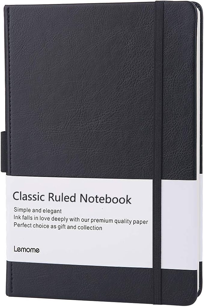Ruled Notebook/Journal - Lined Journal for Writing, 5.75'' x 8.4'' Notebook Journal, 146 pages Faux Leather Notebook with Thick Paper, Waterproof Hardcover, Elastic Closure