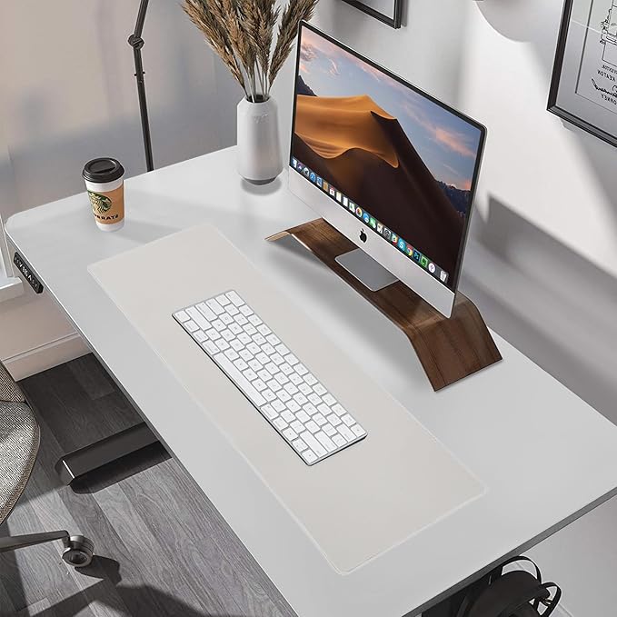 ALOANES Waterproof Mouse Pad with Durable Stitched Edge, XL Gaming Keyboard Pad, Non-Slip Rubber Base Mouse Mat, Extended Desk pad for Gamer, Office & Home, Beige Mousepad 31.5''x 11.8''x 0.12''