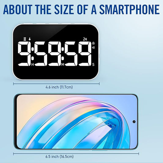 Kitchen Timer (1.5" Number) Large Digital Magnetic Timer, Rechargeabilit, Countdown and Countup, 3 Brightness Display, 3 Volume Levels and Vibration Mode, for Cook, Kids Adults Study Teaching