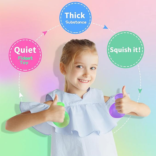 Fidget Toy Stress Cube 4 Pack, Cube Squishies Anxiety Stress Relief with Thick Substance,Fidgets for Classroom,Stress Balls for Adults Kids Children Teens