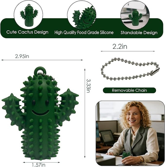 Pain Fidget Toys for Adults, Spiky Silicone Sensory Tool for Anxiety Relief - Acupressure Cactus for Deep Pressure Stimulation & Focus, Silent Portable Stress Keychain, Easy to Clean (2 Green)