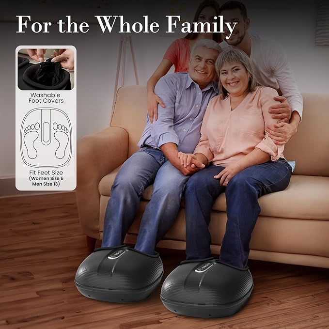Foot Massager with Heat, Shiatsu Feet Massager with Remote Control, Multi-Level Compression Deep Knead Foot Massage for Neuropathy & Plantar Fasciitis, Fits Up to 13", Gifts