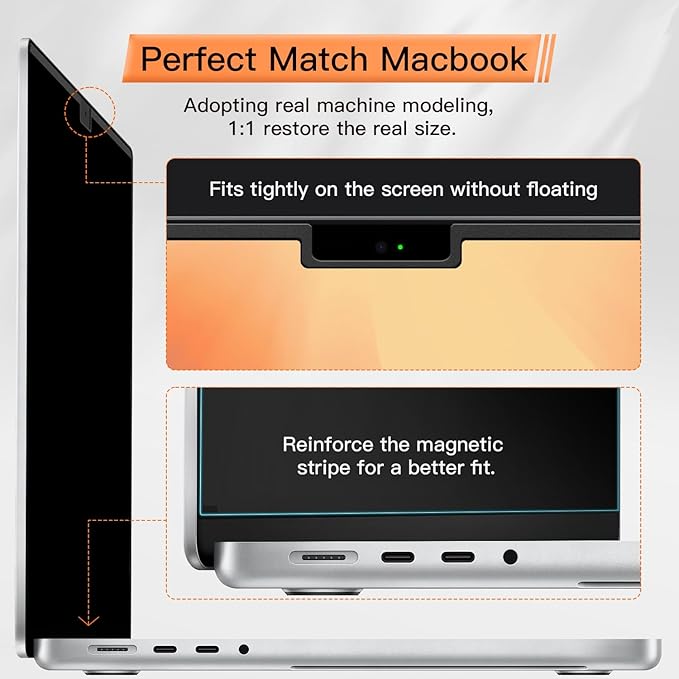 Privacy Screen MacBook Pro 16 Inch 2021-2024 (M1-M2-M3-M4,), Magnetic Removable Anti Blue Light Glare Filter Privacy Screen Protector