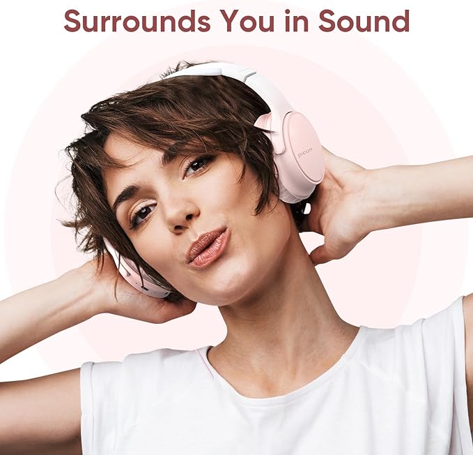 Wireless Headphones, Bluetooth Over Ear Headsets with Microphone, Hi-Fi Audio, 60H Playtime, Touch Control, Foldable Lightweight, On-Ear Headphones for Girls Women, Travel, Work,