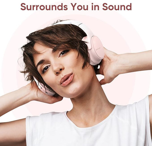 Wireless Headphones, Bluetooth Over Ear Headsets with Microphone, Hi-Fi Audio, 60H Playtime, Touch Control, Foldable Lightweight, On-Ear Headphones for Girls Women, Travel, Work,