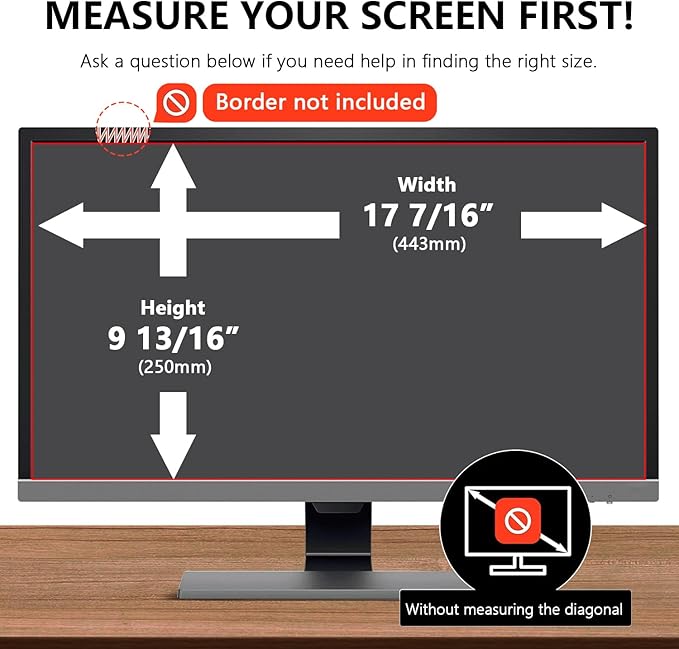 【2-Pack】20 Inch Computer Privacy Screen for 16:9 Monitors with Anti-Spy Anti-Glare Filter, Blue Light Blocking & Eye Protection, Removable Anti-Scratch HD Clarity Screen Protector
