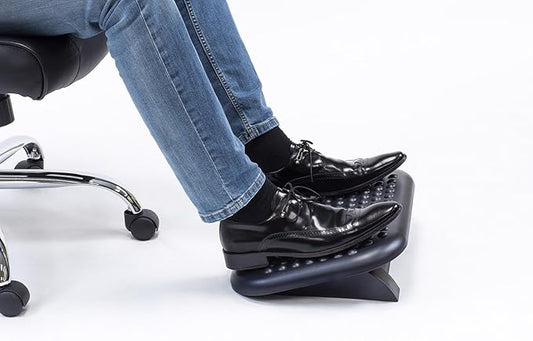 Mount-It! Ergonomic Foot Rest Under Desk | Adjustable Tilt Footrest with Textured Massage Surface | Work Footstool Under Office Desk Foot Support - Black