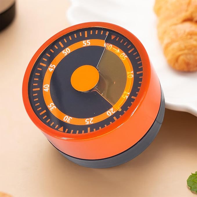 Kitchen Timer for Cooking, 2 PCS 60 Minute Visual Timer with Magnetic Base Mechanical Desk Timer for Home Kitchen Cooking Classroom Study Office Desk Use(Orange)