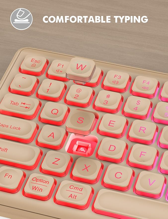 Wireless Keyboard and Mouse Combo - RGB Backlit, Rechargeable & Light Up Letters, Full-Size, Ergonomic Tilt Angle, Sleep Mode, 2.4GHz Quiet Keyboard Mouse for Mac, Windows, Laptop, PC