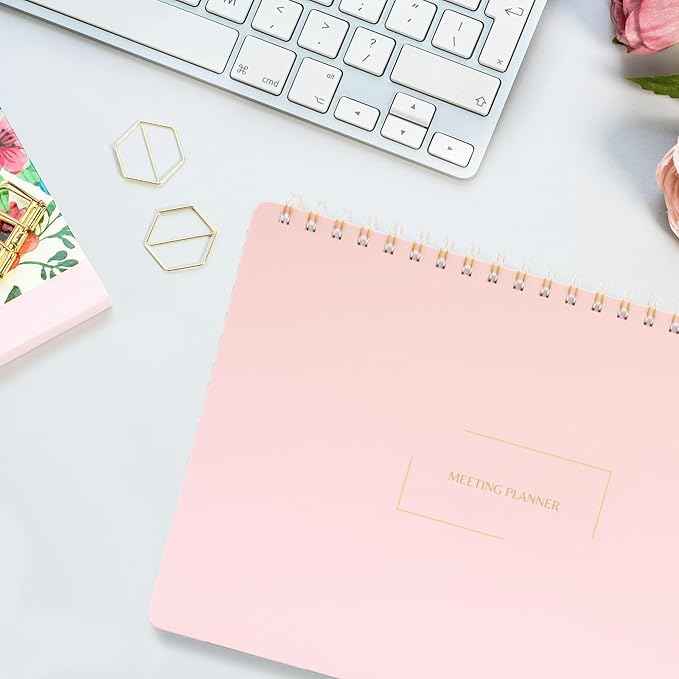 | Meeting Notebook for Work | 8.25" x 11.75" | Project Planner | Simple Design | Multiple Layouts | Office and Business Planner (Navy, Meeting Planner - Landscape)