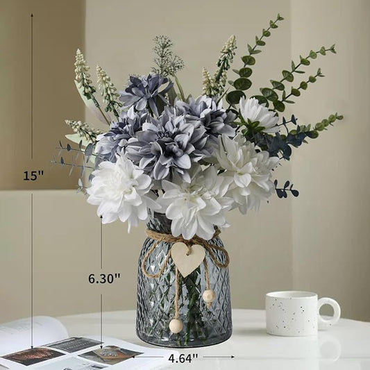 Leftover Fake Flowers in Vase,Faux Flowers in Vase,Table Centerpieces for Dining Room,Flower Centerpieces for Tables,Artificial Flowers,Kitchen Decor,Coffee Table Decor