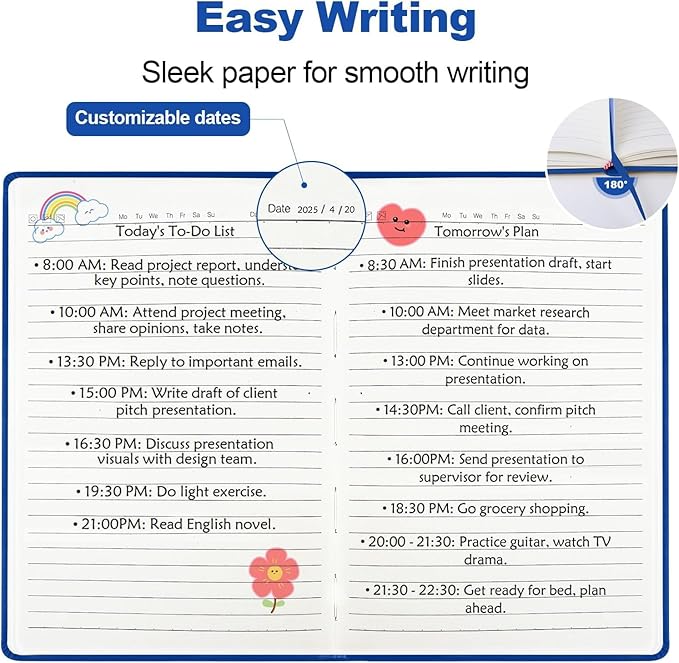 Lined Journal Notebooks, 4 Pack 160 Pages, 5.5x 8.2-Inch Journals for Women Men, Hardcover Notebook with 100 gsm Thick Paper, A5 Size College Ruled Notebook for Writing/Travel/Work (Blue, 6 Pack)