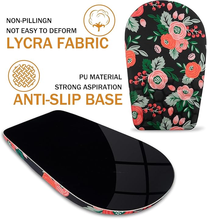 Ergonomic Mouse Pad Wrist Support,Upgrade Mousepad with Massage Design,Non-Slip PU Base Desktop Mouse Pads for Pain Relief, Computer, Office & Home,12 x 8 in(F-Flower Black)