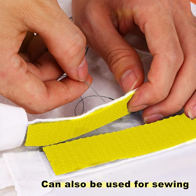 1"x16ft Hook and Loop Straps with 25 Metal Buckles, Adjustable Fastening Cable Straps, Cut-to-Length Cinch Strap, Reusable Nylon Securing Cord Ties for Organizer or Storage, 1 inch Wide,Yellow