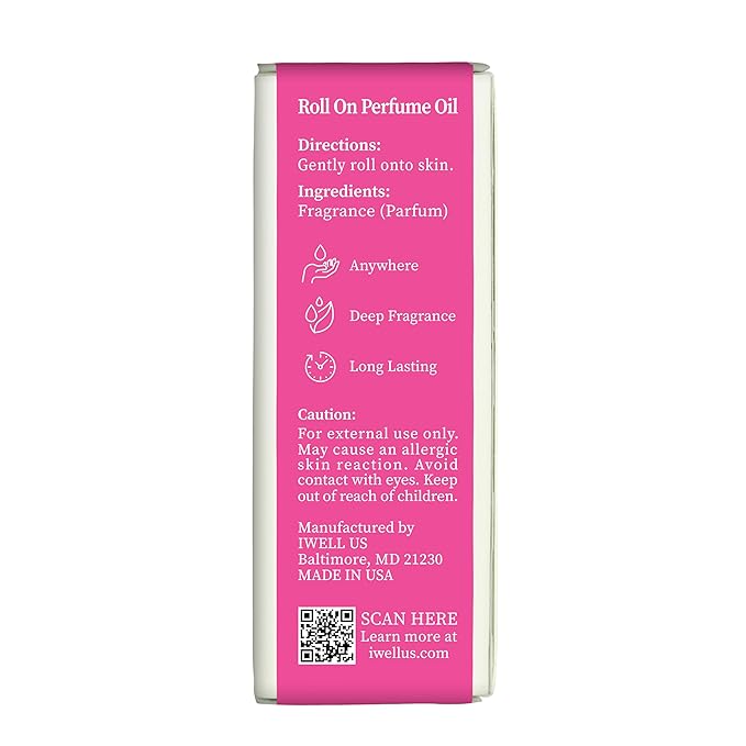 Well's Oil Roll-On Perfume Oil (Pinky Sugar) | Sweet Fruity Notes | Long-Lasting | Paraben-Free | 0.33 Fl Oz / 10 ml