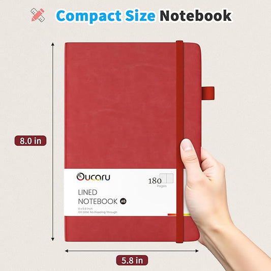 Oucaru Lined Journal Notebook, 8 Pack, 180 Pages, A5 Journals for Writing, 100 GSM Thick Paper, Small Notebooks Daily Journal for Women Men Work, Business, School, Travel Supplies