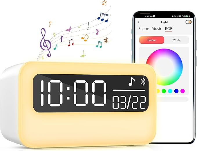 4-in-1 White Noise Sound Machine with 24 Soothing Sounds, Adjustable Night Light for Kids Aldult, 4000mAh Rechargeable Bluetooth Speaker with Time Display