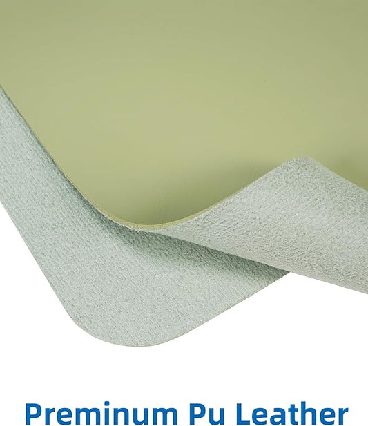 AFIING Leather Desk Pad Protector,Mouse Pad,Office Desk Mat, Non-Slip PU Leather Desk Blotter,Large Desk mat,Waterproof Keyboard mat for Office/Home/Decor (Olive Green,35"" x 17"")
