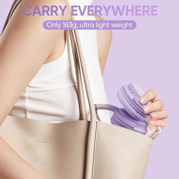 Wireless Headphones, Bluetooth Over Ear Headsets with Microphone, Hi-Fi Audio, 60H Playtime, Touch Control, Foldable Lightweight, On-Ear Headphones for Girls Women, Travel, Work,