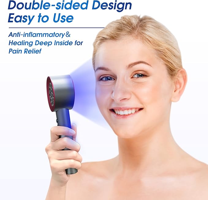 UTK High Power 24 LED Red Light Therapy Device with 470/660/850/940nm Wavelength, Blue Red&Near-Infrared Handheld Light Therapy for Face, Relieve Body Pain Deeply, Facial Skin Care