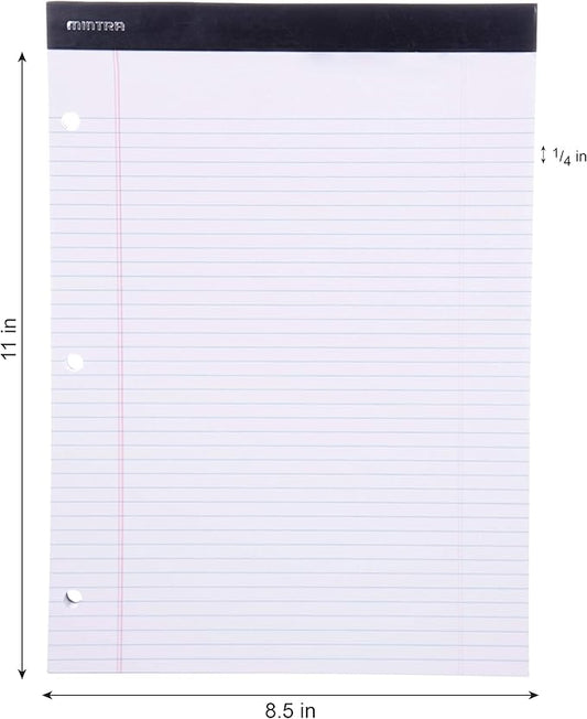 Mintra Office Legal Pads (Double Pad 3pk (White), 8.5in x 11in (Narrow Ruled))