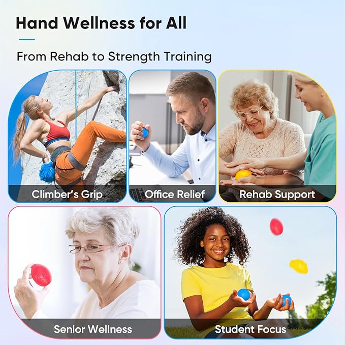 FitBeast Stress Balls for Adults, Hand Exercise Balls 6 Pack, Stress Relief & Grip Strength Trainer, Squishy Balls & Squeeze Balls for Arthritis, Carpal Tunnel, Hand Therapy with 3 Resistance Levels