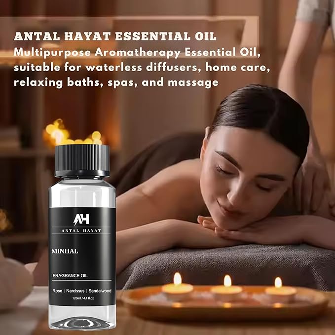 Minhal Diffuser Oil 120ml β Hotel Collection Scent β Inspired by Iris de Nuit Perfume β Rose, Narcissus, Patchouli β Luxury Essential Oil for Home β Fragrance Oil for Waterless Diffusers