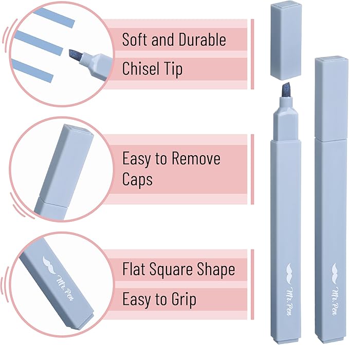 Mr. Pen- Aesthetic Highlighters, 8 Pack, Chisel Tip, Natural Earth, Cute Highlighters Assorted Colors