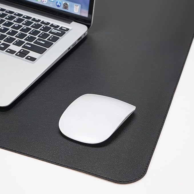 AFIING Leather Desk pad Protector, Large Non-Slip Office Desk Mat with Natural Cork & PU Leather, Waterproof Writing Mouse Pad for Office and Home (55in*17in,Black)