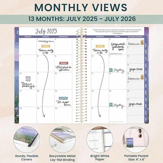 bloom daily planners 2025-2026 Academic Year Pocket Planner (July 2025 - July 2026) - 4” x 6” MINI Weekly Monthly Agenda Organizer & Calendar Book - Mystical Mountains