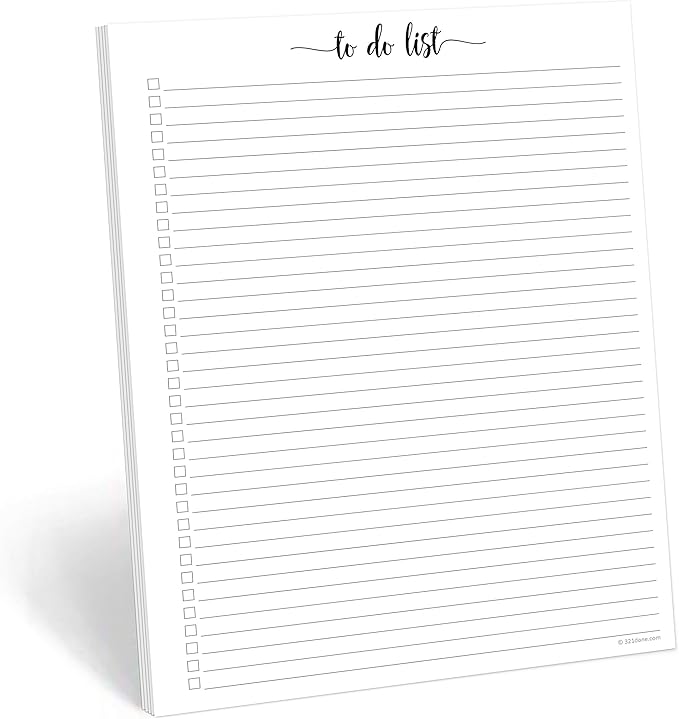 321Done To Do List Notepad for Planner Refill Pages – Made in USA - 50 Sheets (8.5x11) To-Do's Tear Off, Planning Memo Pad, Checklist Notes Left Hole Punch - Simple College-Ruled, Large Letter