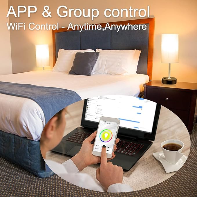 Bedroom Lamp with Smart RGB LED Bulb, Multicolor Changing Table Lamp for Bedroom with 2 USB Port, Dimmable Bedside Lamp Work with Alexa, Smart Nightstand Light for Living Room Sync with Music(2.4GHz)