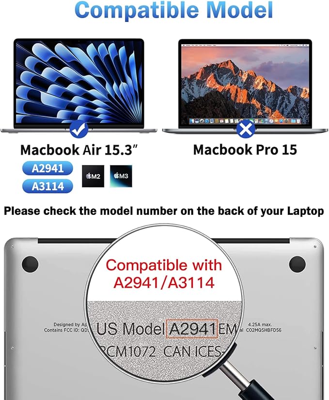 F FORITO Laptop Privacy Screen Protector Compatible with Apple MacBook Air 15.3-inch 2024 2023 Release M3 A3114 M2 A2941, Removable Anti Blue Light Crystal Clear Privacy Screen Filter