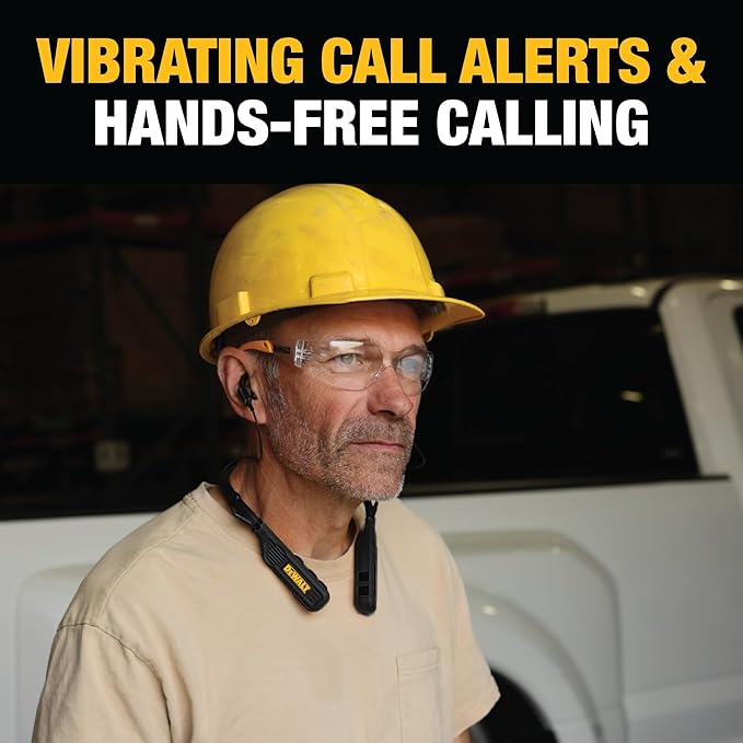 DEWALT Heavy Duty Black Edition 2-in-1 Neckband Bluetooth Headphones w/Built-in Speakers, Jobsite Wearable Speaker & Around Neck, Wireless Headset, 60+ Hrs Hands-Free Music & Calls, Carry Pouch