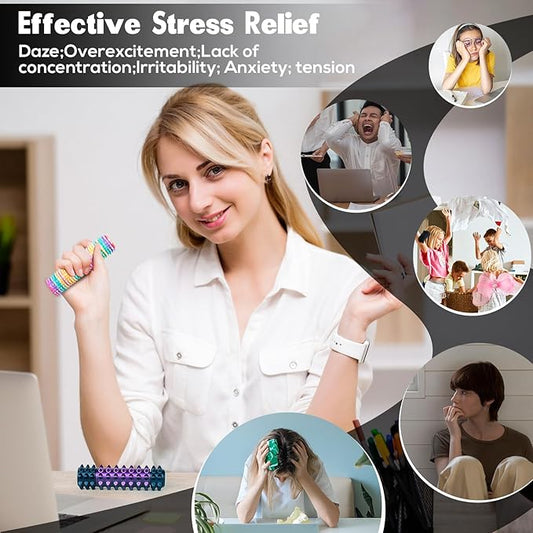 Little Pain Stim Ouchies Fidget Toys for Adults,3D Printed Spiky Pain Stim, Sensory Fidget for Stress & Anxiety Relief, ADHD, Autism,Office Desk Toys (Black Purple+Rainbow)