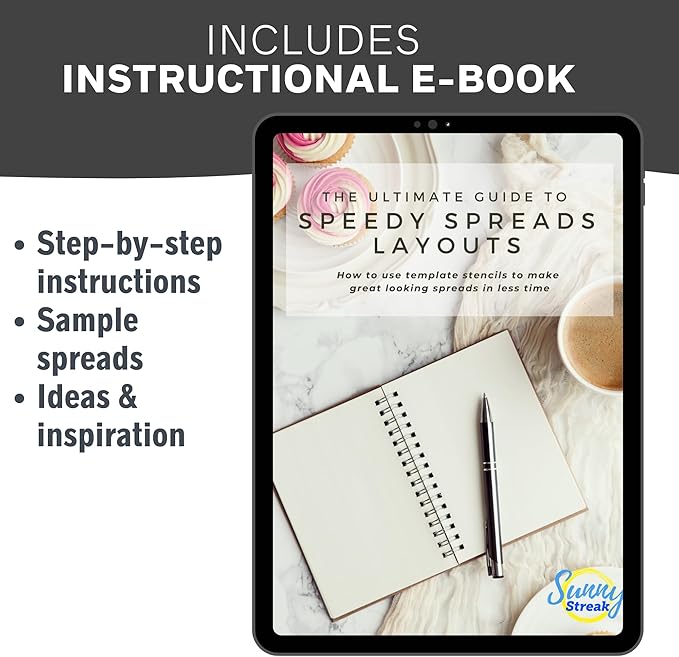 Weekly Planner Layout Journaling Supplies Kit (32 pcs) - 18 Weekly Layout A5 Planner Stencils and 14 Sheets Minimalist Planner Stickers, Planner Accessories Compatible with A5 Bullet Journals