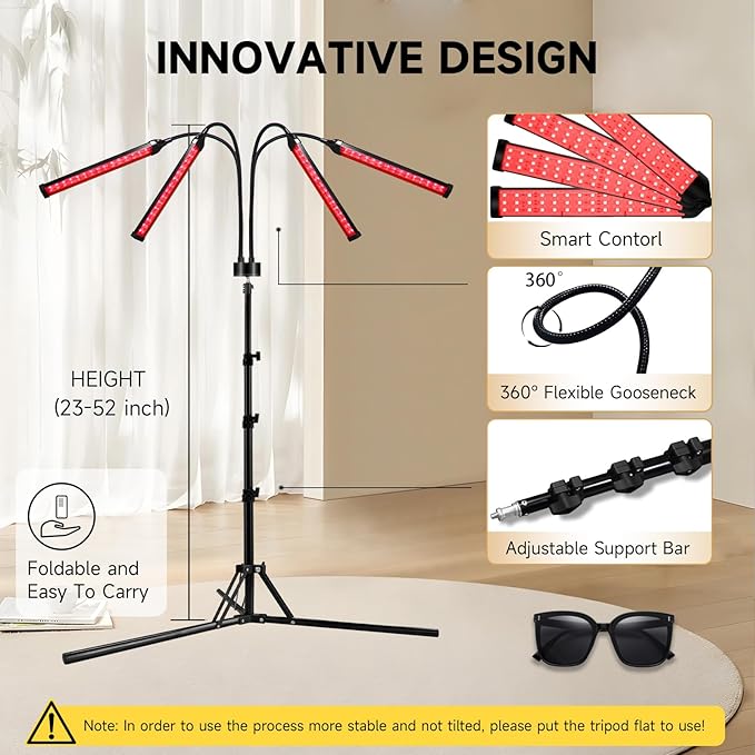 Shyineyou Red Light Therapy for Body, 7 Colors LED Red Light Therapy Lamp with Base Timer, Deep 7 Color Therapy Device for Face, Leg, Knee, Back(7 Color)