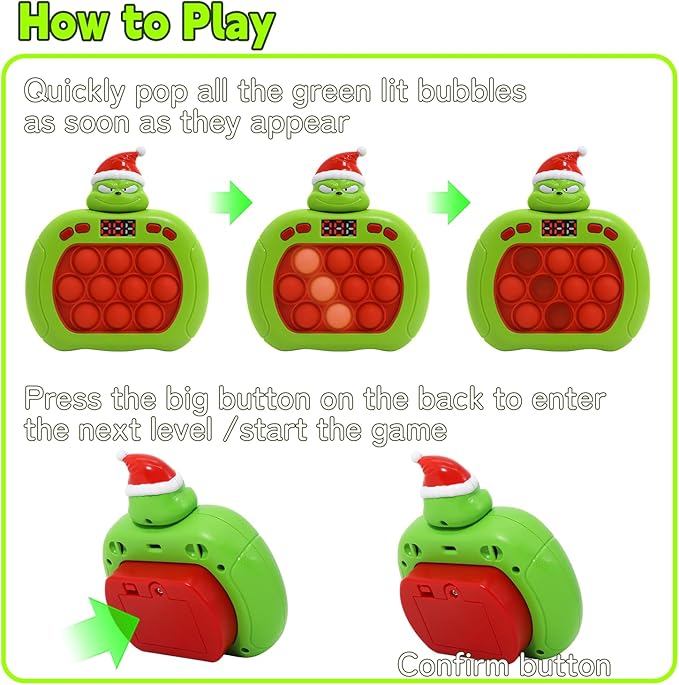 Quick Push Bubble Game,POP Toy Fast Push Game,Quick Push Pop Fidget Toys for Kids 3-12 Years Old,6 Game Mode Upgrades,Handheld Puzzle Games for Halloween and Christmas,Sensory Toys (Rabbit)