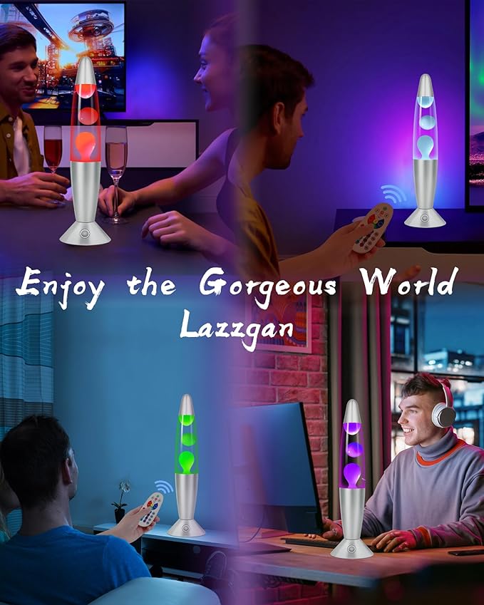 17 Color Changing Liquid Motion Lamp with Remote: 16 inches Large LED Night Lights, Christmas Gifts Table Lamp for Adults and Kids Bedroom,Home Decoration Mood Lighting, Pink Wax