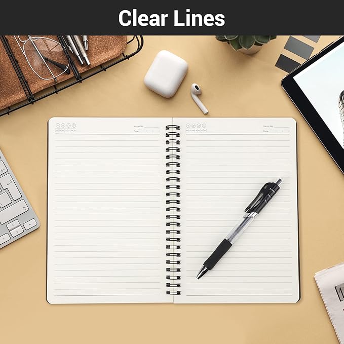 EUSOAR College Ruled Spiral Notebook, A5 6packs 5.5"X8.3" 120 Pages inches Coffee Hardcover Lined Travel Writing Notebooks Journal, Students Office Business Subject Diary Ruled Spiral Book Journal