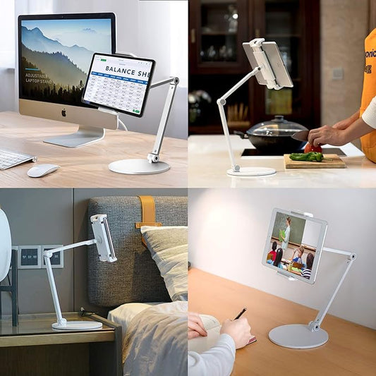Surface Pro Stand, iPad Pro 12.9 Holder, Multi-Angle Adjustable Tablet Stand Holder for 4.7''- 13'' Screen Microsoft Surface Pro Series, iPad Pro 11/12.9, iPad, mini, Air and More (White)