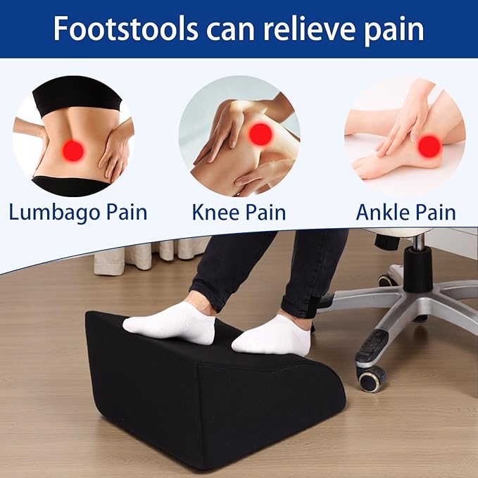 Foot Rest for Under Desk at Work Ergonomic Under Desk Footrest,Support Foot Pillow Double-Sided Footstool, for Office, Home & Gaming Leg Elevation Pillow Black